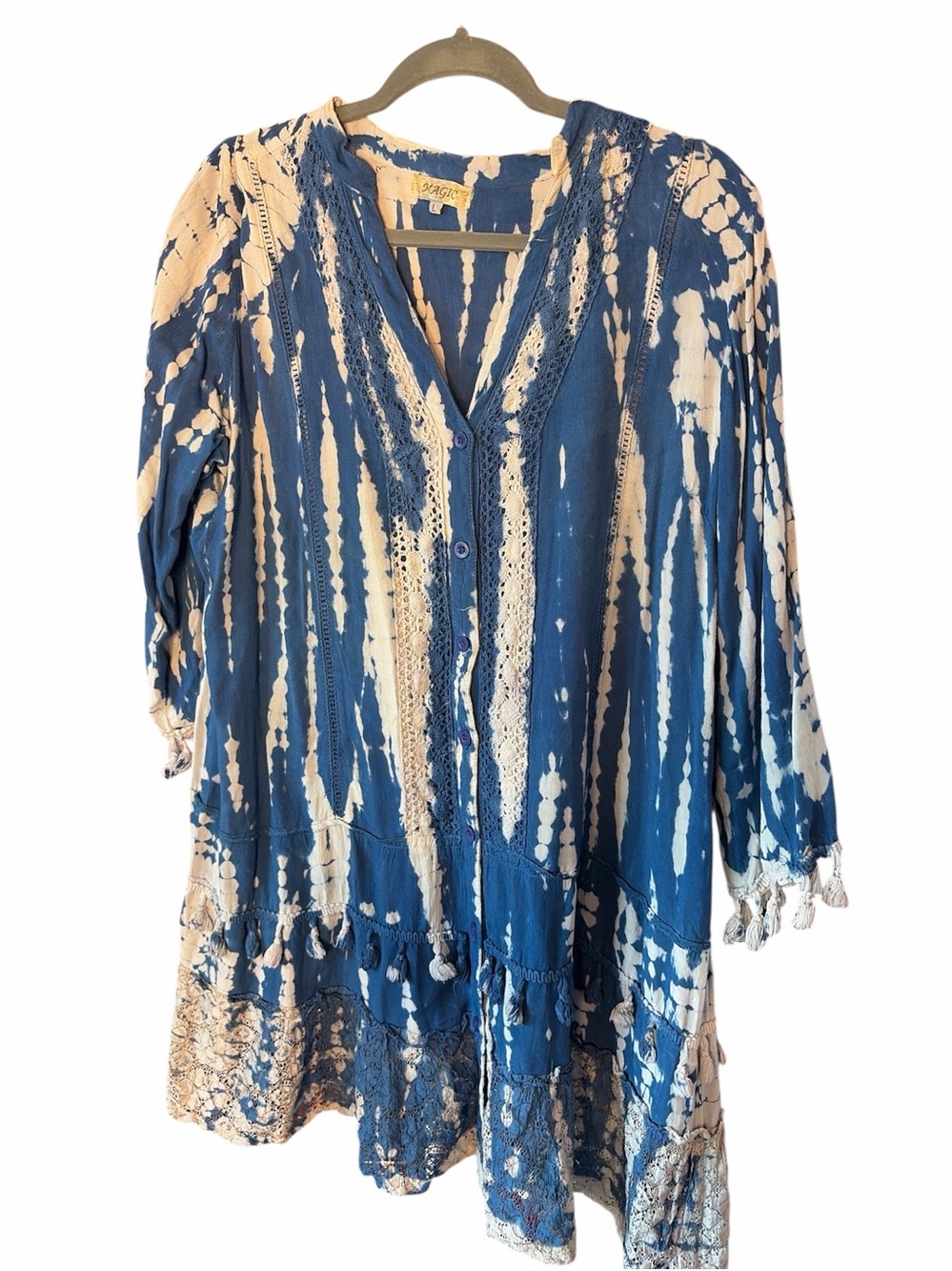 Magic Blue & White Tie-Dye Boho Dress Coverup